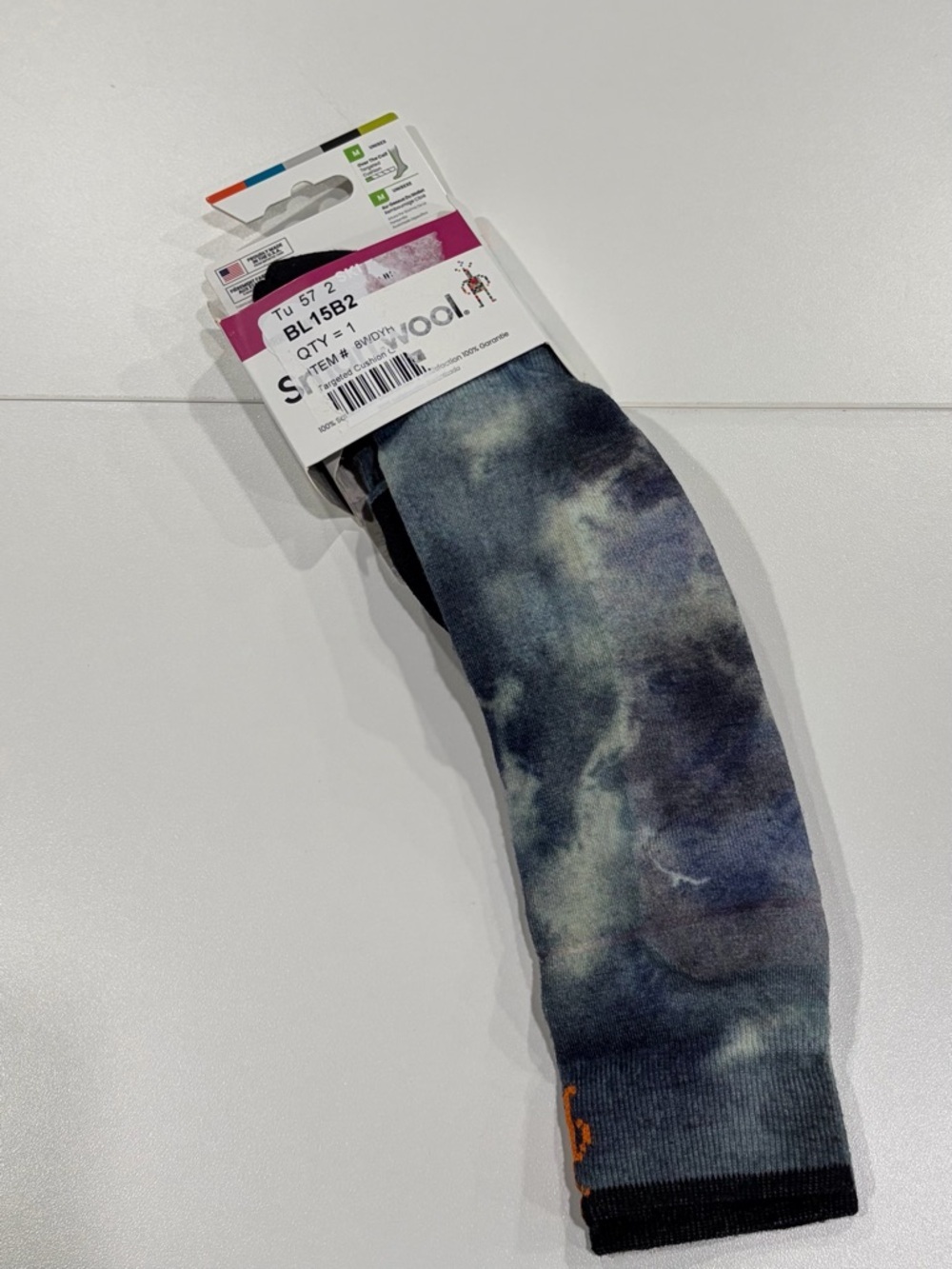 SmartWool Men's Medium Targeted Cushion Black Blue Slopes Print Ski Socks NWT